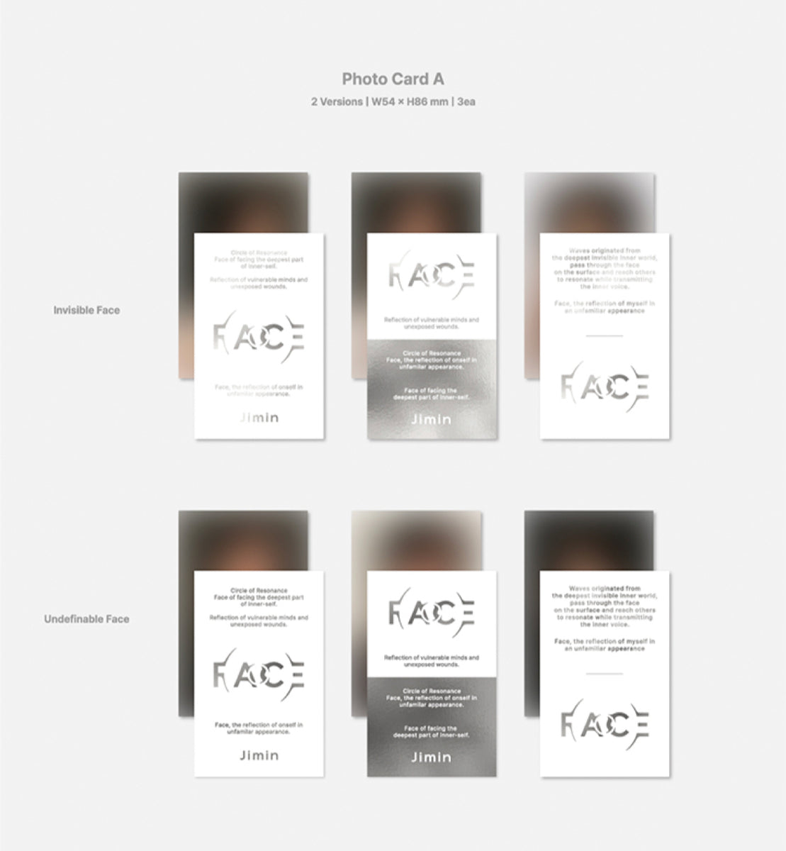 BTS Jimin 'Face' Album - Official Photo Cards – 00:00 Studios